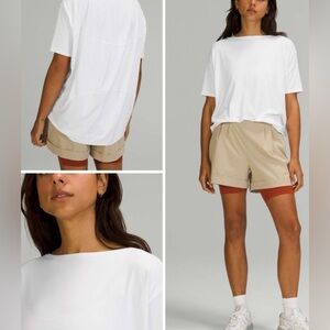 Lululemon Back In Action Short Sleeve Shirt SZ 10 High Low Hem White